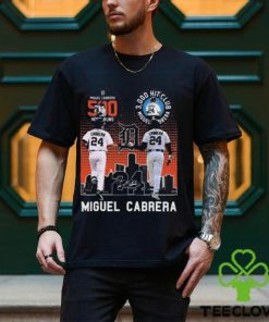 Miguel Cabrera Detroit Tigers 500 Home Runs 3000 Hit Club Miguel Barrera Signatures T Shirt+