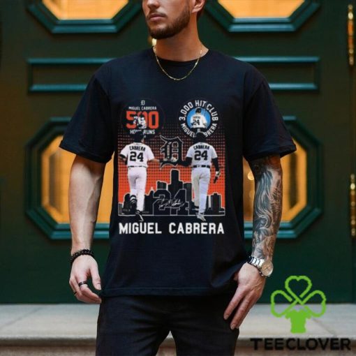 Miguel Cabrera Detroit Tigers 500 Home Runs 3000 Hit Club Miguel Barrera Signatures T Shirt+