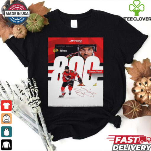 Milestone Moments Seth Jones Chicago Blackhawks 800 Game Played Signature Poster t shirt