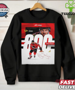 Milestone Moments Seth Jones Chicago Blackhawks 800 Game Played Signature Poster t shirt