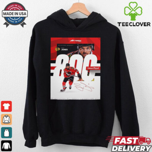 Milestone Moments Seth Jones Chicago Blackhawks 800 Game Played Signature Poster t shirt