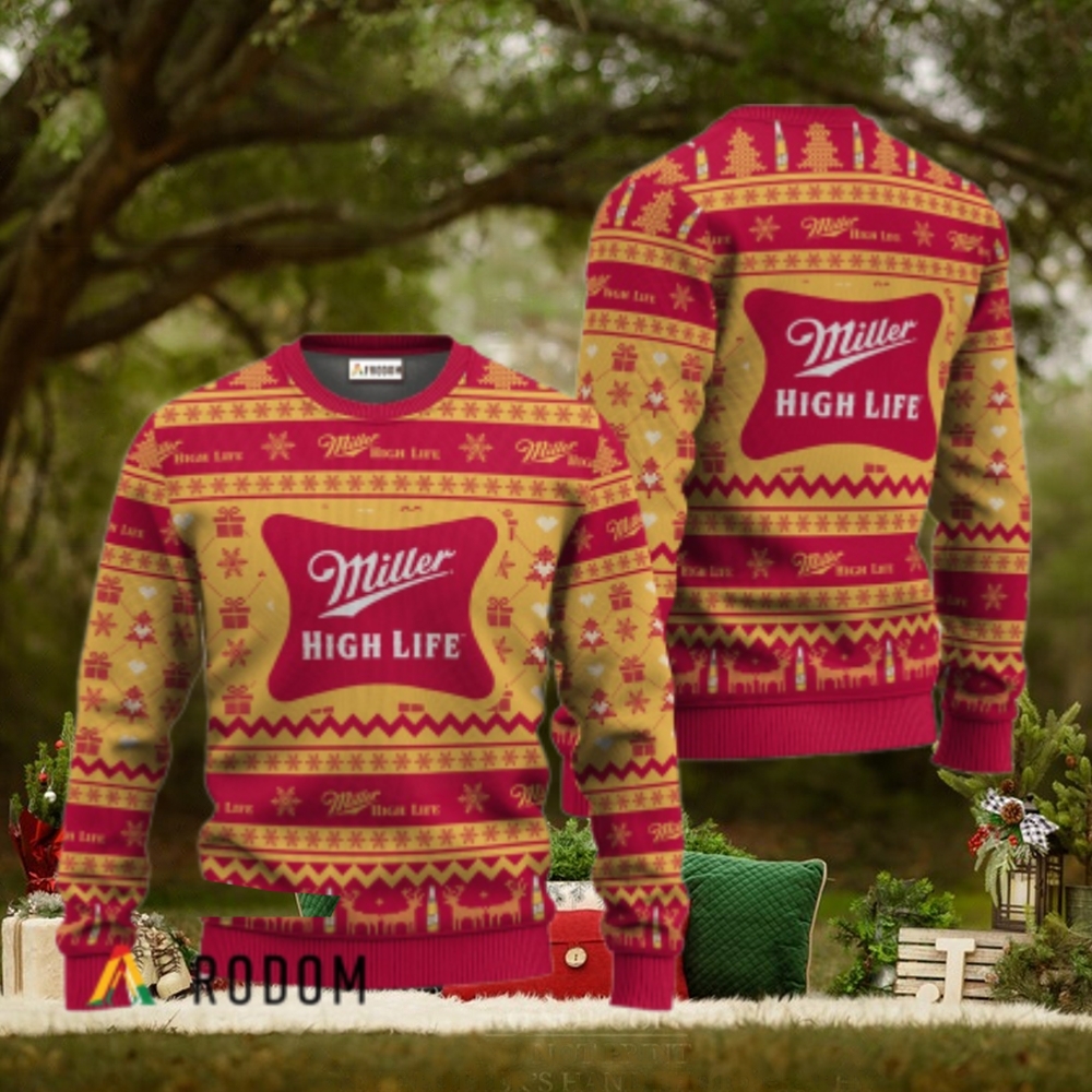 Miller High Life Festive All Over Ugly Sweater Miller High Life Festive All Over Ugly Sweater