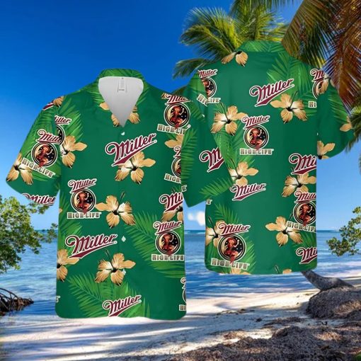 Miller High Life Hawaiian Shirt Hibiscus Flower Pattern Beach Lovers Gift
