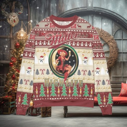Miller High Life Pine Tree Christmas Ugly Sweater Party