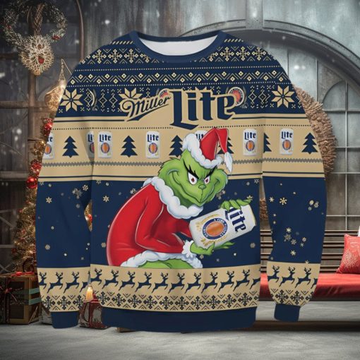 Miller Light Grinch Ugly Christmas Sweater Xmas 3D Printed Christmas Sweater Gift
