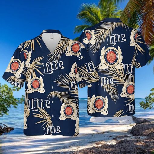 Miller Lite Beer Hawaiian Shirt Palm Leaves Pattern Beach Lovers Gift