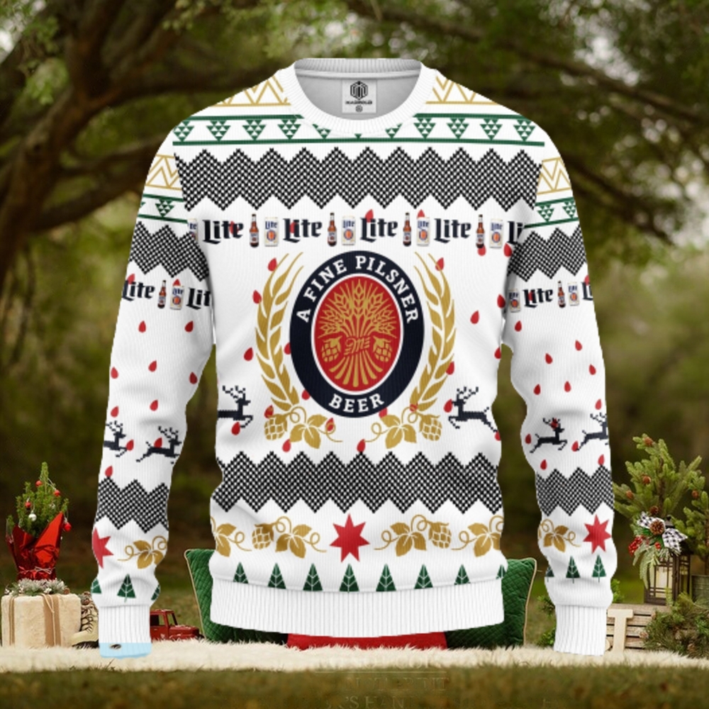 Miller Lite Beer Ugly Christmas Sweater For Men Women Miller Lite Beer Ugly Christmas Sweater For Men Women