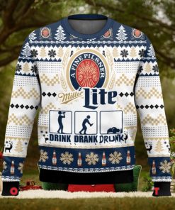 Miller Lite Drink Drank Drunk Ugly Christmas Sweater