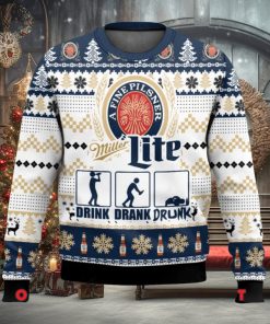 Miller Lite Drink Drank Drunk Ugly Christmas Sweater