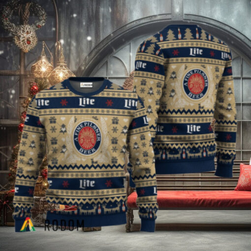 Miller Lite Festive All Over Ugly Sweater