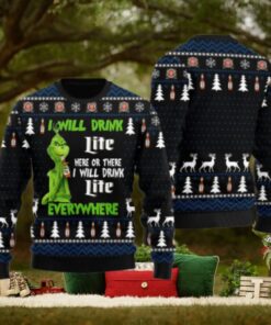 Miller Lite Grinch Will Drink Everywhere Ugly Sweater