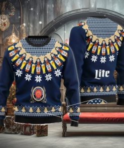 Miller Lite Heart Pattern Fair Isle Ugly Christmas Sweater For Men And Women