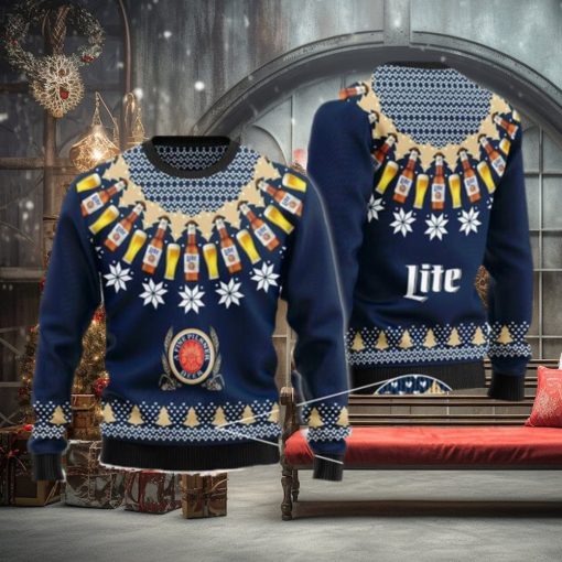 Miller Lite Heart Pattern Fair Isle Ugly Christmas Sweater For Men And Women