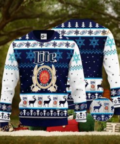 Miller Lite Reindeer Pattern Friends Christmas Sweater