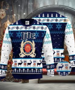Miller Lite Reindeer Pattern Friends Christmas Sweater