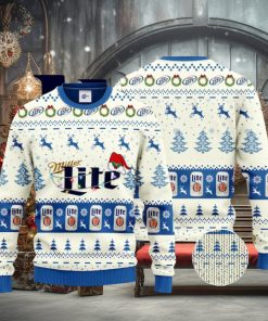 Miller Lite Santa Hat Christmas Ugly Christmas Sweater, Ugly Sweater Apparel