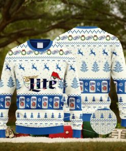 Miller Lite Santa Hat Christmas Ugly Christmas Sweater