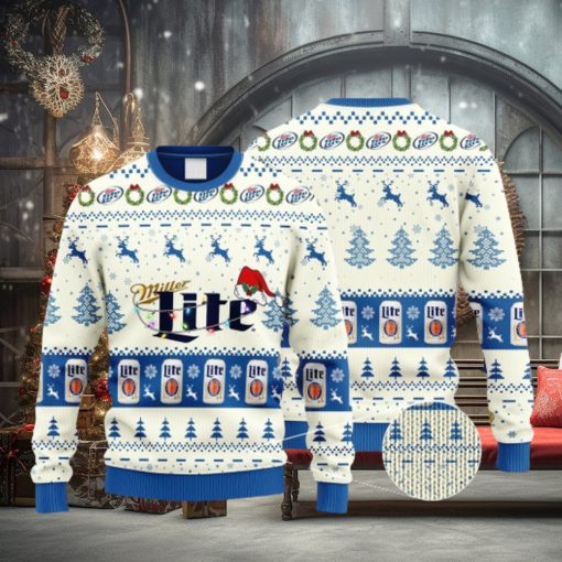 Miller Lite Santa Hat Christmas Ugly Christmas Sweater