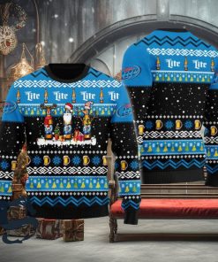 Miller Lite Santa Reindeer Snowflake Christmas Sweater, Christmas Gift Apparel, Merry Ugly Christmas Sweater