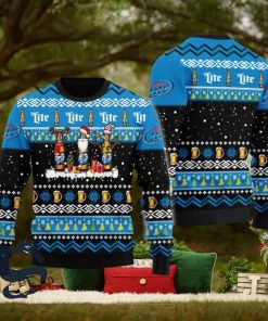 Miller Lite Santa Reindeer Snowflake Christmas Sweater, Christmas Gift Apparel, Merry Ugly Christmas Sweater