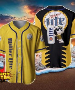 Miller Lite Snoopy Baseball Jersey Shirt For Snoopy Lovers Gift Ideas