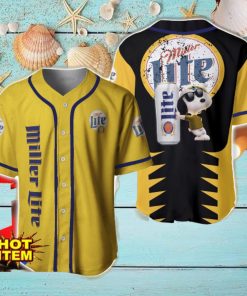 Miller Lite Snoopy Baseball Jersey Shirt For Snoopy Lovers Gift Ideas