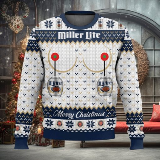 Miller Lite Titties Funny Ugly Christmas Sweater 2023 Christmas Gift 3D Sweater