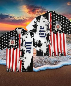 Miller Lite USA Flag Hawaiian Shirt