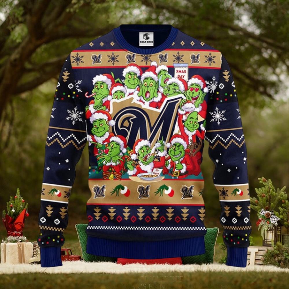 Milwaukee Brewers 12 Grinch Xmas Day Christmas Ugly Sweater Milwaukee Brewers 12 Grinch Xmas Day Christmas Ugly Sweater