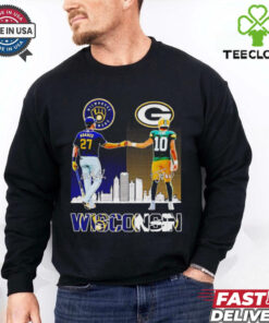 Milwaukee Brewers Adames and Green Bay Packers Love Wisconsin city skyline shirt