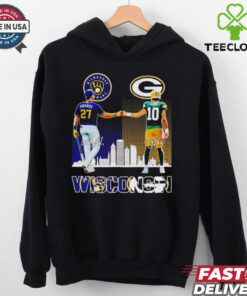 Milwaukee Brewers Adames and Green Bay Packers Love Wisconsin city skyline shirt