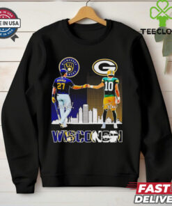 Milwaukee Brewers Adames and Green Bay Packers Love Wisconsin city skyline hoodie, sweater, longsleeve, shirt v-neck, t-shirt