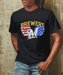 Milwaukee Brewers America Flags Celebrating 4th Of July T Shirt