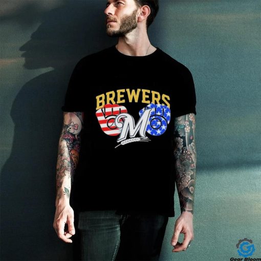 Milwaukee Brewers America Flags Celebrating 4th Of July T Shirt