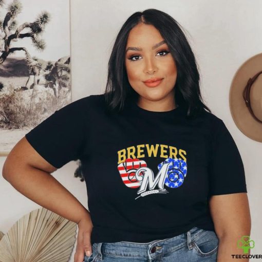 Milwaukee Brewers America Flags Celebrating 4th Of July T Shirt