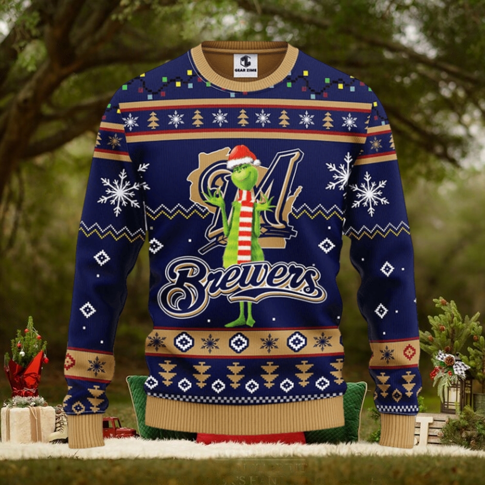 Milwaukee Brewers Funny Grinch Christmas Ugly Sweater Milwaukee Brewers Funny Grinch Christmas Ugly Sweater