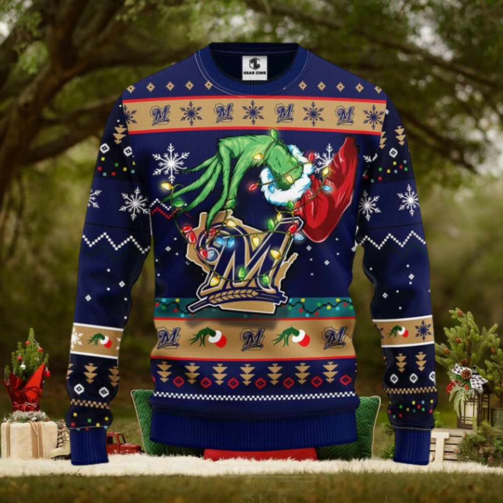 Milwaukee Brewers Grinch Christmas Ugly Sweater Milwaukee Brewers Grinch Christmas Ugly Sweater