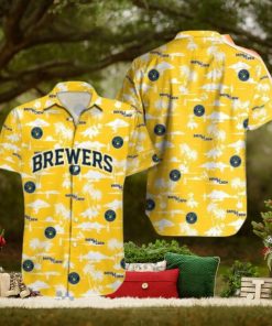 Milwaukee Brewers MLB Coconut Pattern Yellow Hawaiian Shirt 1 Milwaukee Brewers MLB Coconut Pattern Yellow Hawaiian Shirt