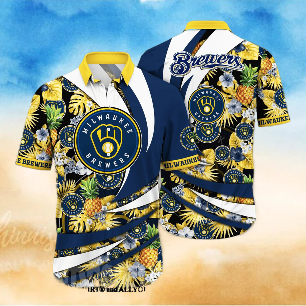 The best selling] Milwaukee Brewers MLB Flower Full Print 3D Hawaiian Shirt