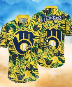 Milwaukee Brewers MLB Flower Full Print 3D Hawaiian Shirt