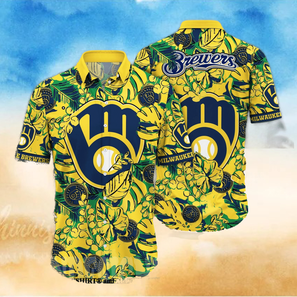 Milwaukee Brewers MLB Flower All Over Printed 3D Hawaiian Shirt - Limotees