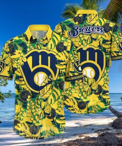 Milwaukee Brewers MLB Flower Full Print 3D Hawaiian Shirt