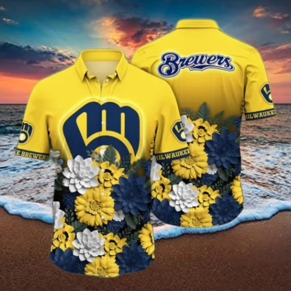 Milwaukee Brewers MLB Flower Hawaii Shirt And Tshirt For Fans Milwaukee Brewers MLB Flower Hawaii Shirt And Tshirt For Fans