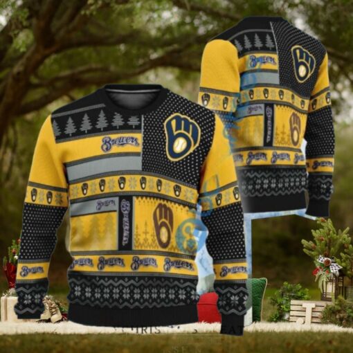 Milwaukee Brewers Patchwork Pattern Ugly Christmas Sweater