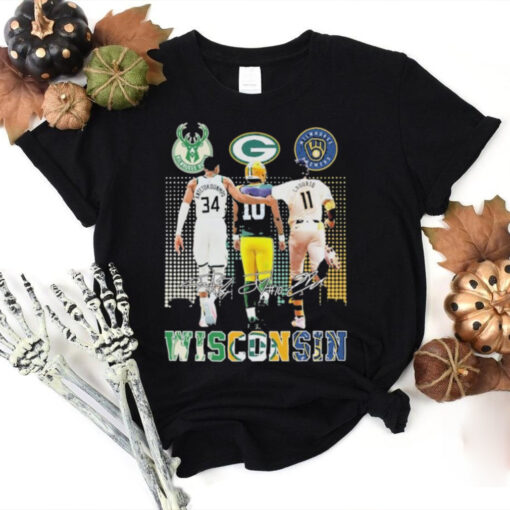 Milwaukee Bucks Giannis Antetokounmpo Milwaukee Brewers Jackson Chourio Green Bay Packers Jordan Love Wisconsin Shirt