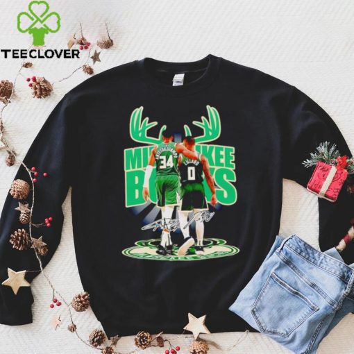 Milwaukee Bucks Giannis Antetokounmpo and Damian Lillard signatures shirt