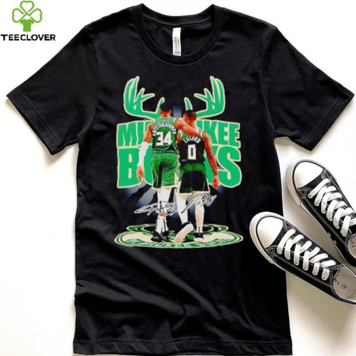 Milwaukee Bucks Giannis Antetokounmpo and Damian Lillard signatures shirt