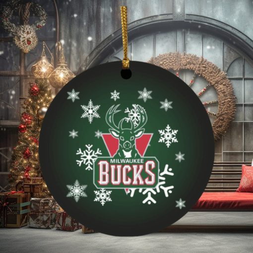 Milwaukee Bucks Merry Christmas Circle Ornament