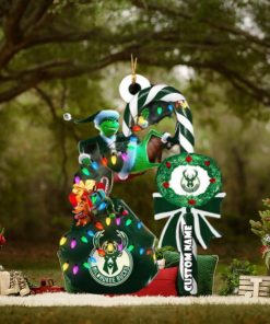 Milwaukee Bucks NBA Grinch Candy Cane Personalized Xmas Gifts Christmas Tree Decorations Ornament