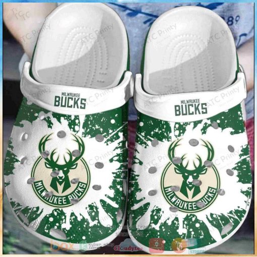 Milwaukee Bucks White Green Nba Crocs Clog Shoes